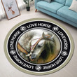 Love Horse Christmas Premium Round Rug Floor Mat Carpet, Rug For Living Room, For Bedroom