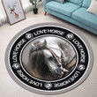 Love Horse Christmas Premium Round Rug, Floor Mat Carpet, Rug For Living Room, For Bedroom