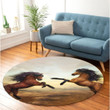 Couple Horse Premium Round Rug, Floor Mat Carpet, Rug For Living Room, For Bedroom