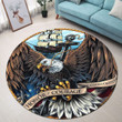 Eagle Veteran Premium Round Rug, Floor Mat Carpet, Rug For Living Room, For Bedroom