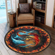 Love Dragon Premium Round Rug, Floor Mat Carpet, Rug For Living Room, For Bedroom