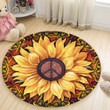 Sunflower Hippie Premium Round Rug, Floor Mat Carpet, Rug For Living Room, For Bedroom