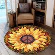 Sunflower Hippie Premium Round Rug, Floor Mat Carpet, Rug For Living Room, For Bedroom