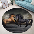 Couple Horse Premium Round Rug, Floor Mat Carpet, Rug For Living Room, For Bedroom