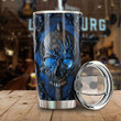 Blue Skull Stainless Steel Tumbler, Insulated Tumbler, Custom Travel Tumbler, Tumbler Coffee Mug, Insulated Coffee Cup