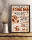 Bonus Dad Canvas, Gift Ideas For Father's Day, To My Bonus Dad Thank You For Stepping In And Become The Dad Canvas - spreadstores