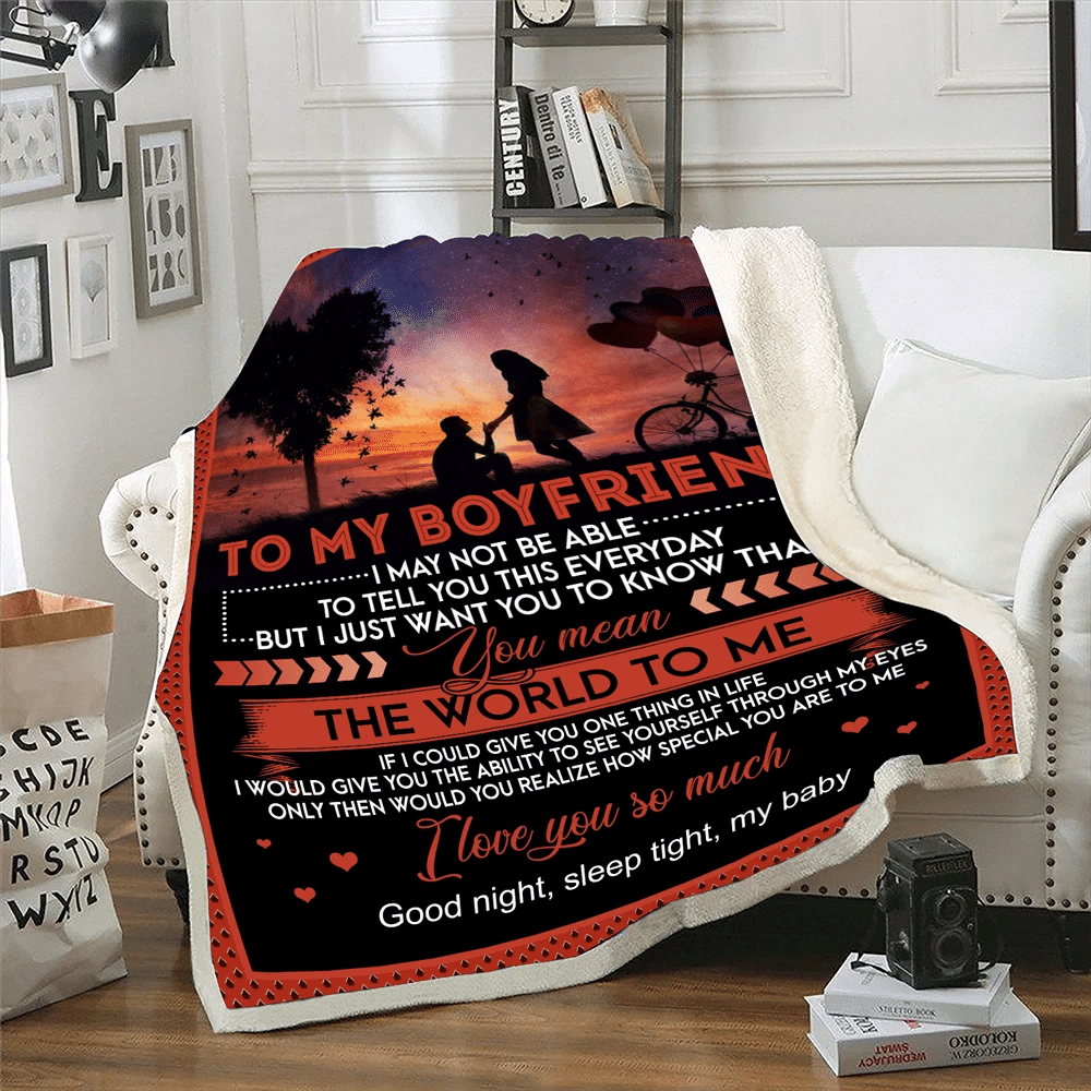Boyfriend Blanket, To My Boyfriend I May Not Be Able To Tell You Boyfriend And Girlfriend Sunset Couple Fleece Blanket - spreadstores