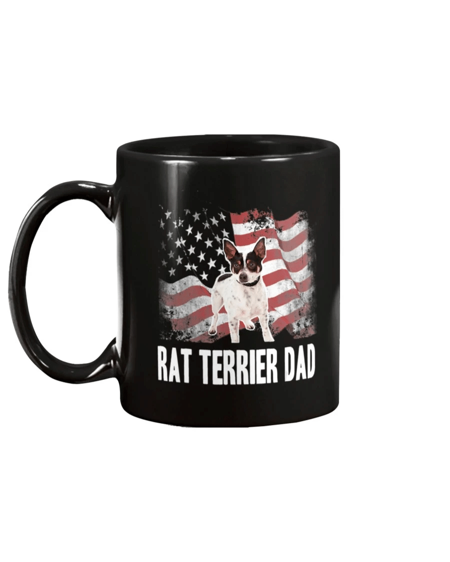 American Flag USA Patriotic Rat Terrier Dad Mug - spreadstores
