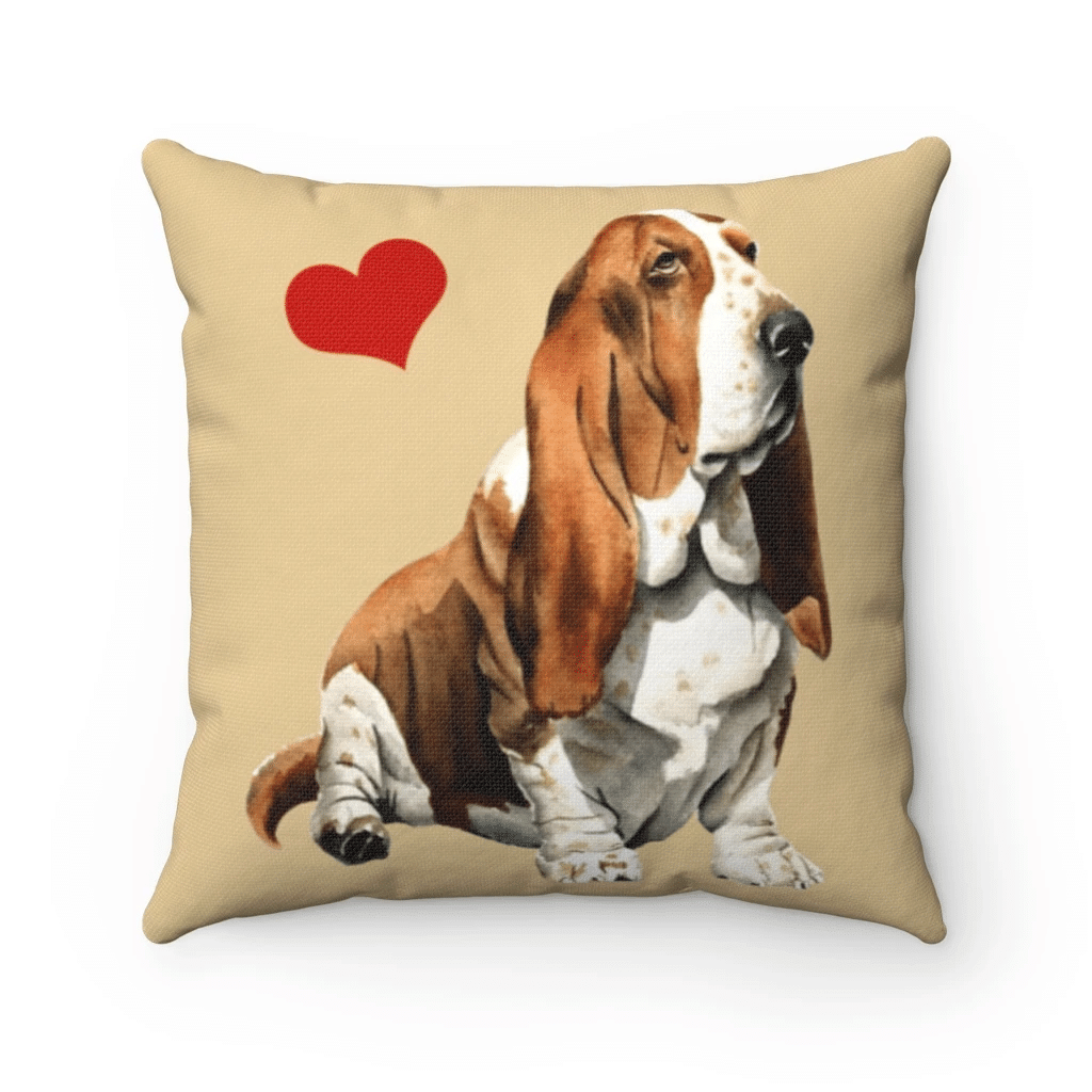 Basset Hound Dog Pillow, Gift For Dog Lovers, Basset Hound Gifts, Love Basset Hound Pillow - spreadstores