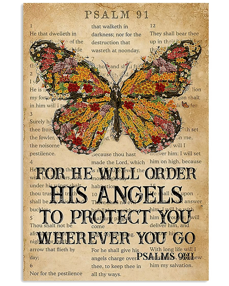 Butterfly Canvas Wall Art For He Will Order His Angels To Protect You Wherever You Go Matte Canvas - spreadstores