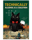 Black Cat And Wine Canvas Technically Alcohol Is A Solution Matte Canvas - spreadstores