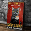 Black Cat Canvas Whatever Kitty Coffee Canvas Wall Art Home Decor, Best Gift For Cat Lovers - spreadstores