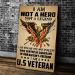 American Flag Eagle Wall Art Not A Legend I Am One Of The One Percent Who Served As Guardians Veteran Canvas - spreadstores