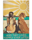 Beach Girl And Dog Happily Ever After Matte Canvas - spreadstores