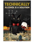 Black Cat And Wine Canvas Technically Alcohol Is A Solution Matte Canvas - spreadstores