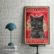 Black Cat Wall Art, Smoke Catnip Hail Lucipurr Canvas, Love Cat Canvas, Funny Cat Lovers Gift, Vintage Cat Canvas - spreadstores