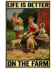 Children And Sheep Life Is Better On The Farm Matte Canvas - spreadstores