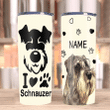 Custom Tumblers, Schnauzer Dog Tumblers, Gifts For Dog Lover, I Love Schnauzer Skinny Tumbler - spreadstores
