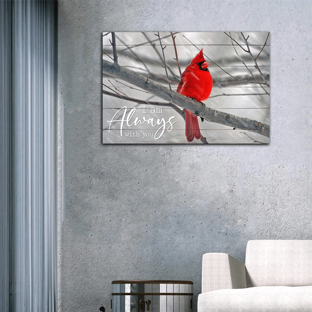 Cardinal Bird Canvas Wall Art - Cardinal Canvas I’m Always With You Wall Art Decor - spreadstores
