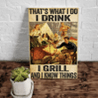Camping Canvas That's What I Do Drink I Grill And I Know Things Matte Canvas - spreadstores