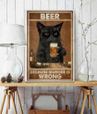 Black Cat Wall Art Canvas Beer Because Murder Is Wrong Canvas, Gift For Cat Lovers, Love Cat Canvas - spreadstores