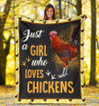 A Girl Who Love Chickens Farm Poultry Fleece Blanket - spreadstores