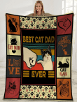 Best Cat Dad Ever Bump Fit Vintage Cat Lover Sherpa Blanket - spreadstores