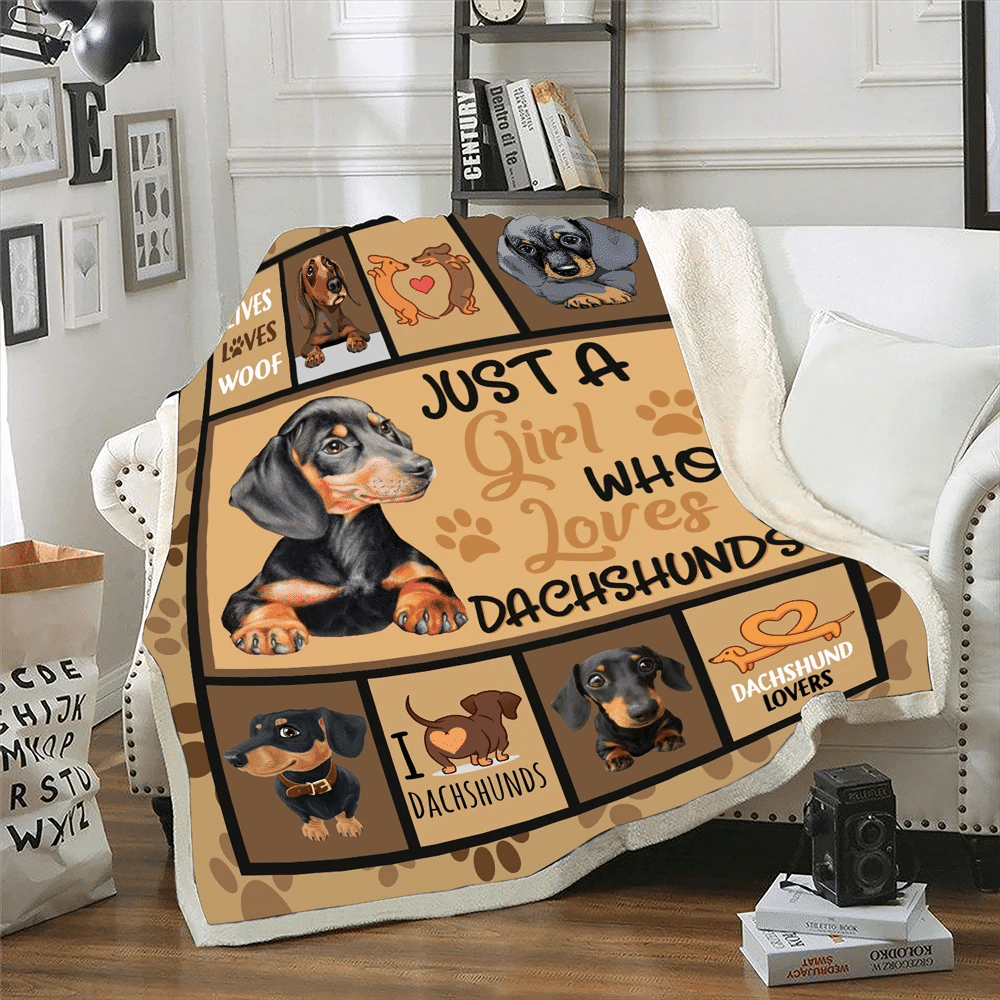 Dachshunds Dog Blanket Just A Girl Who Loves Dachshunds Fleece Blanket - spreadstores