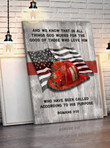 Firefighter Matte Canvas - And We Know That In All Things God Works For The Good - Spreadstores