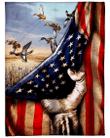 Duck Hunting, Behind In The Flag, Gift For Hunter Fleece Blanket - Spreadstores