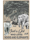 Elephant Wall Art Just A Girl Who Loves Books And Elephants Matte Canvas - Spreadstores
