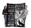 Everything You Need Is Already Inside You Grey Wolf Fleece Blanket - Spreadstores