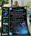 Daughter Blanket, Gift For Daughter, To My Daughter I Love You To The Moon And Back Blue Butterfly Fleece Blanket - Spreadstores