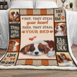 First, They Steal Your Heart Then They Steal Your Bed, Cavalier King Charles Spaniel Sherpa Blanket - Spreadstores
