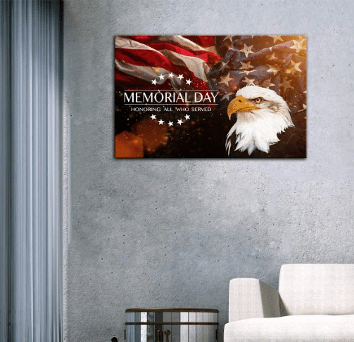 Eagle American Flag Canvas Memorial Day Honoring All Who Served Matte Canvas - Spreadstores
