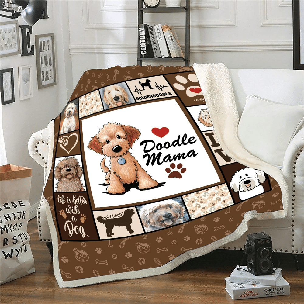 Goldendoodle Dog Lover Doodle Mama Sherpa Blanket - Spreadstores