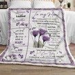 Mom Blanket, Mother's Day Gift, To My Mom I Am Because You Are Purple Flower Butterfly Blanket - Spreadstores
