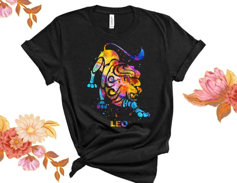 Leo Watercolor Shirt, Astrological Sign Shirt, Birthday Gift Idea For Her, Birthday Gift V3 Unisex T-Shirt - Spreadstores