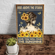 Sunflowers Hippie Canvas, Rise Above The Storm And You Will Find The Sunshine Canvas, Home Living Wall Art Decor - Spreadstores
