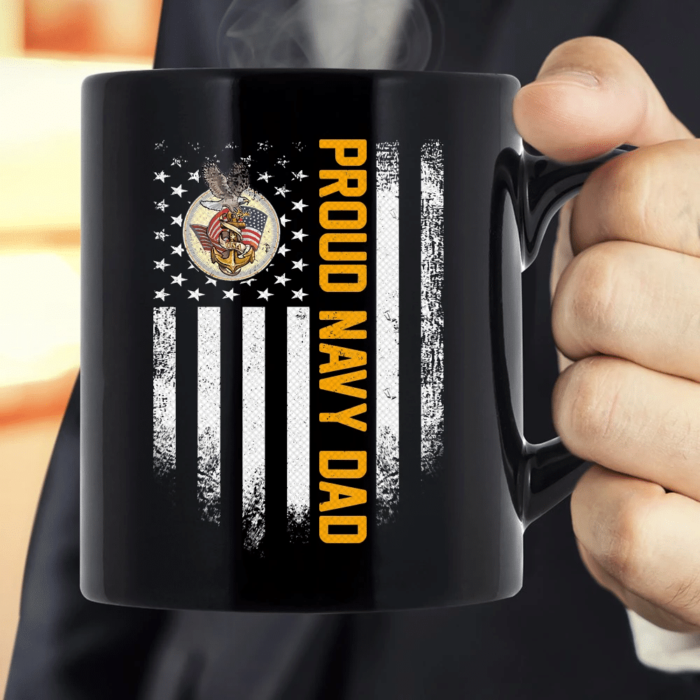 Proud Navy Dad American Flag Patriotic Mug - Spreadstores