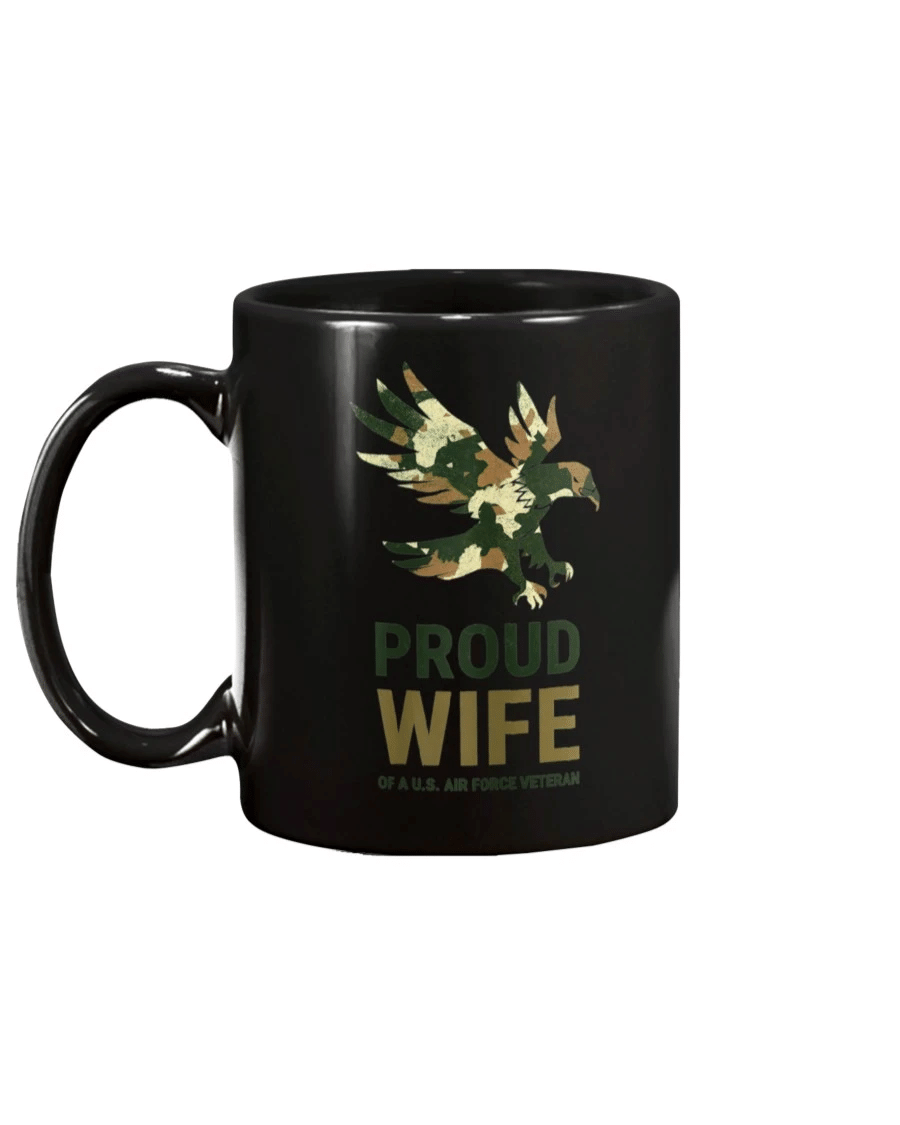 Proud Wife Of A Us Air Force Veteran USAF Camo Eagle Gift Mug - Spreadstores