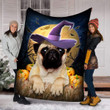 Pug Dog Witch Halloween Fleece Blanket, Animal Blankets, Halloween Great Gift Fleece Blanket - Spreadstores