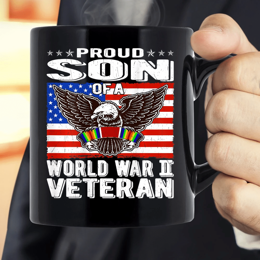 Proud Son Of World War 2 Veteran Military WW2 Family Mug - Spreadstores