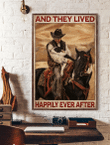Riding Horse Canvas Cowboy And His Dog Lived Happily Ever After Canvas, Gift For Horse Lovers - Spreadstores