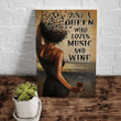 Sexy Afro Queen Love Music & Wine Canvas, Just A Queen Who Loves Music And Wine, Vintage Black Woman Wall Art - Spreadstores