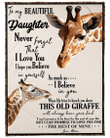 To My Beautiful Daughter Never Forget That I Love You I Hope You Believe In Yourself Giraffe Sherpa Blanket - Spreadstores