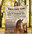 To My Amazing Son I Hold You And Your Happiness Within My Heart Each And Everyday Horse Fleece Blanket - Spreadstores