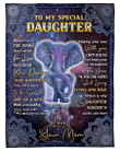 To My Special Daughter Blanket, Reach For The Stars, Gift For Daughter From Mom, Elephant Sherpa Blanket - Spreadstores