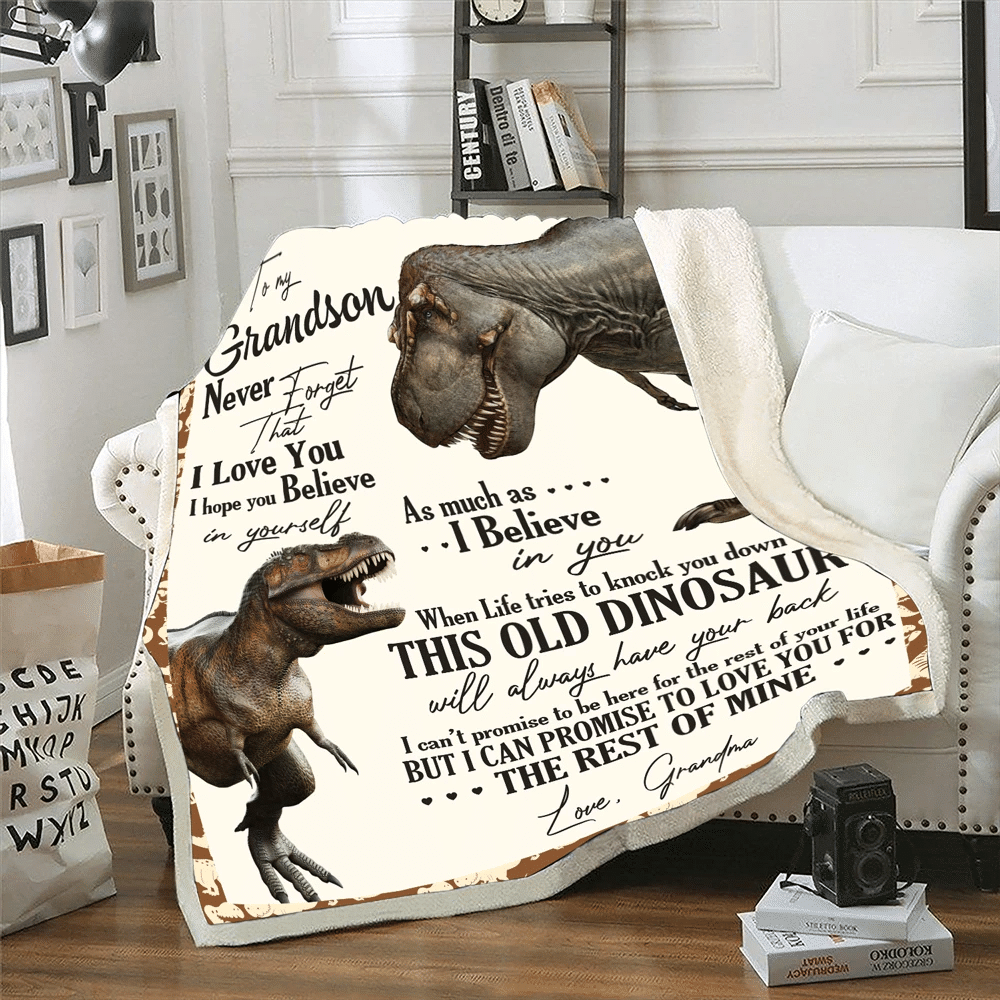 To My Grandson Never Forget That I Love You Dinosaur Blanket Fleece Blanket - Spreadstores