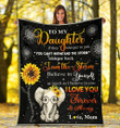 To My Daughter If They Whisper To You Elephant Sunflower Fleece Blanket - Spreadstores